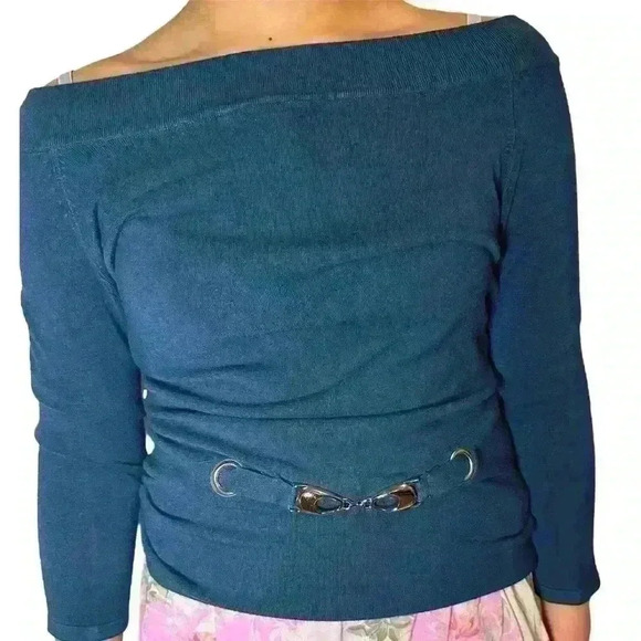 RED AQUA BLUE BUCKLED 90s SHIRT 🦋💧 - Picture 1 of 6